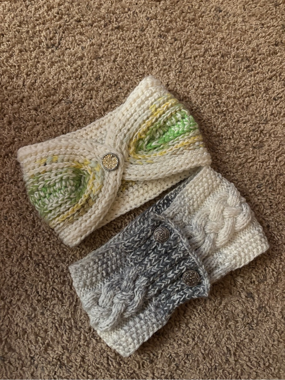 A Pair of Knit Headbands in Two Color ways